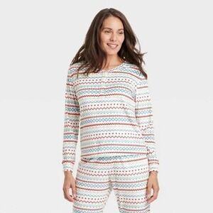 Wondershop Target NWT Pajama Top Long Sleeve Henley Holiday Christmas PJ Small